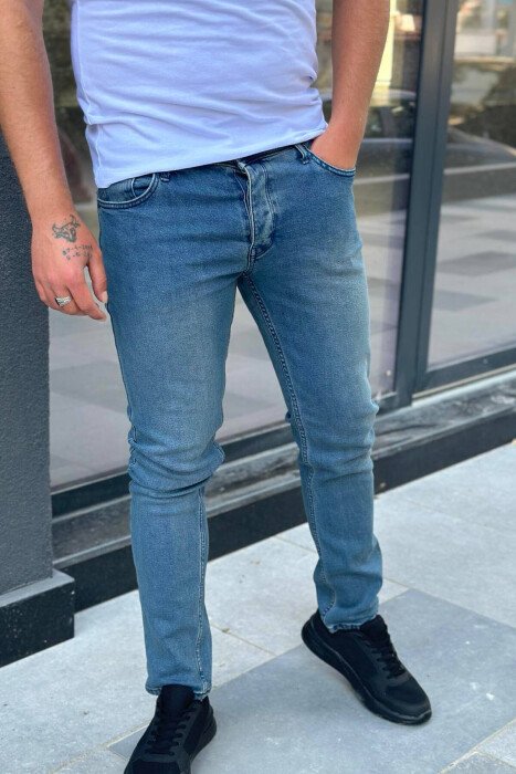 ONE COLOR REGULAR MEN JEANS LIGHTBLUE/BZ - KLAUDIO FASHION