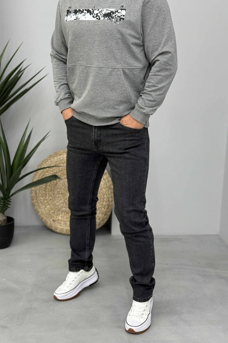 ONE COLOR REGULAR SIMPLE MEN JEANS DARK GREY/GEE - 1