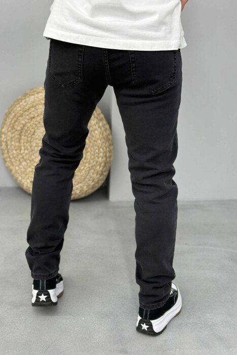 ONE COLOR REGULAR SIMPLE MEN JEANS DARK GREY/GEE - 3