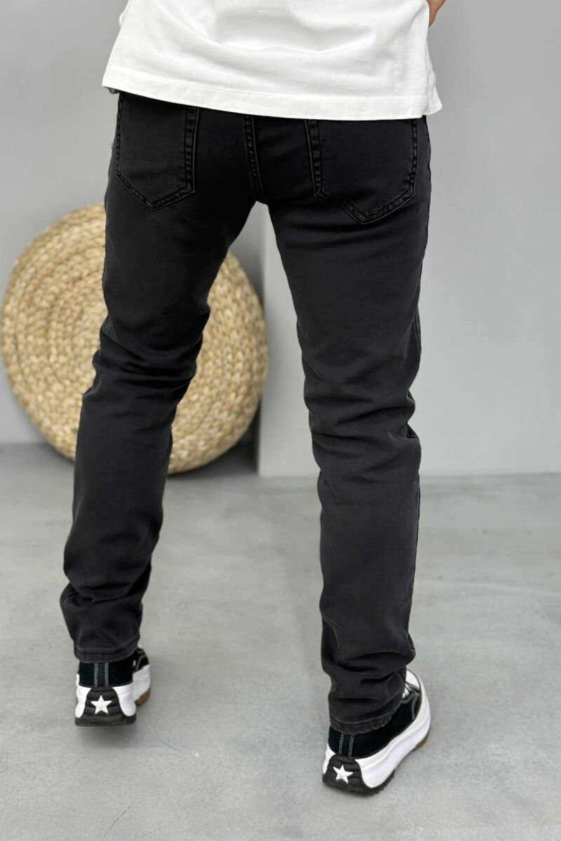 ONE COLOR REGULAR SIMPLE MEN JEANS DARK GREY/GEE - 3