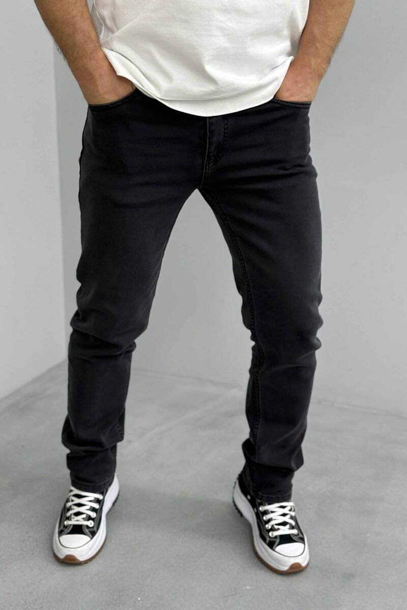 ONE COLOR REGULAR SIMPLE MEN JEANS DARK GREY/GEE - 2