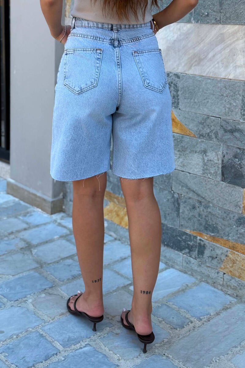 ONE COLOR RIPPED DENIM WOMAN SHORTS LIGHTBLUE/BZ - 5