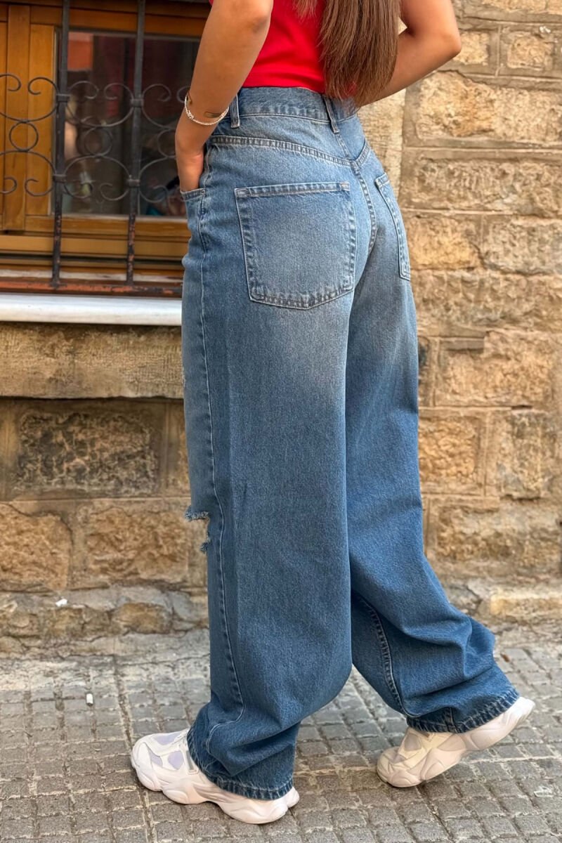 ONE COLOR RIPPED WOMAN JEANS BLUE/BLU - 4