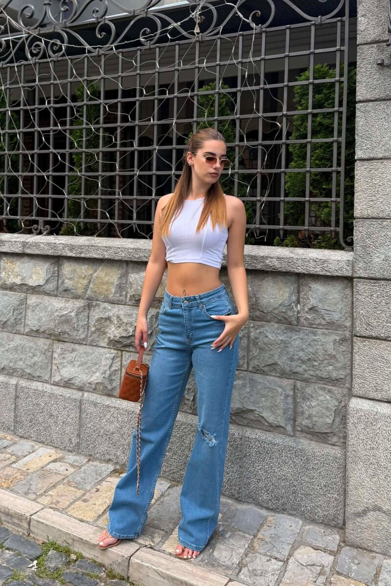 ONE COLOR RIPPED WOMAN JEANS LIGHTBLUE/BZ - 3