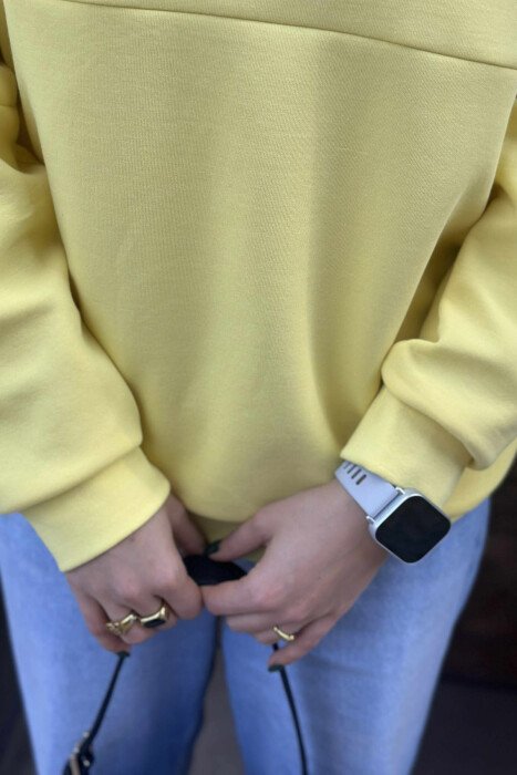 ONE COLOR ROUND NECK FRONT LOGO WOMEN SWEATSHIRT YELLOW/E VERDHE - 5
