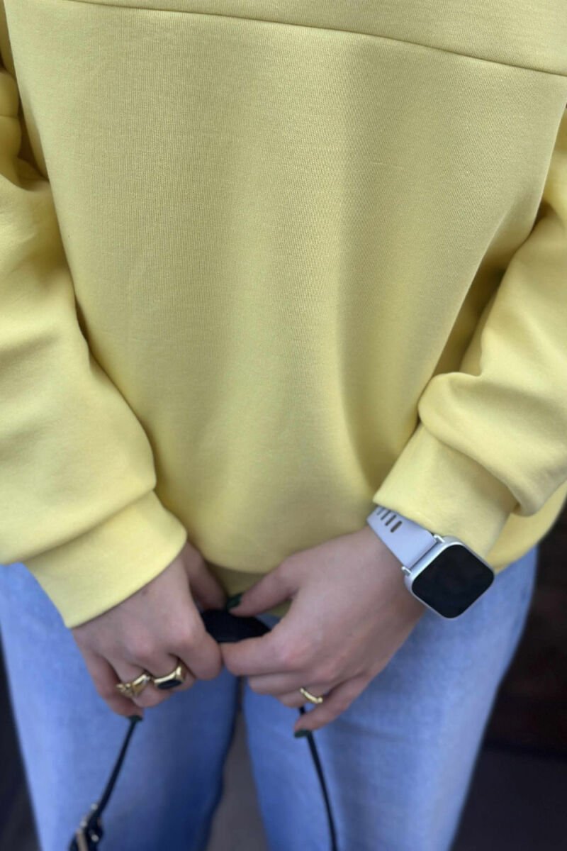 ONE COLOR ROUND NECK FRONT LOGO WOMEN SWEATSHIRT YELLOW/E VERDHE - 5
