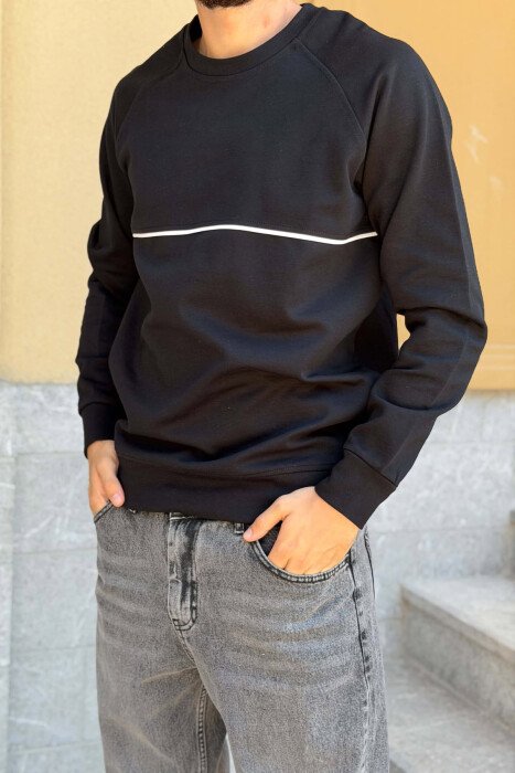 ONE COLOR ROUND NECK MEN SWEATSHIRT BLACK/ E ZEZE - 2