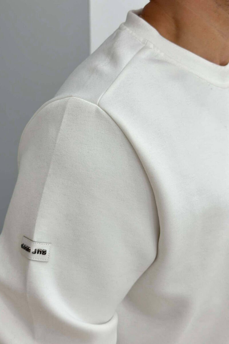 ONE COLOR ROUND NECK MEN SWEATSHIRT CREAM/KREM - 2