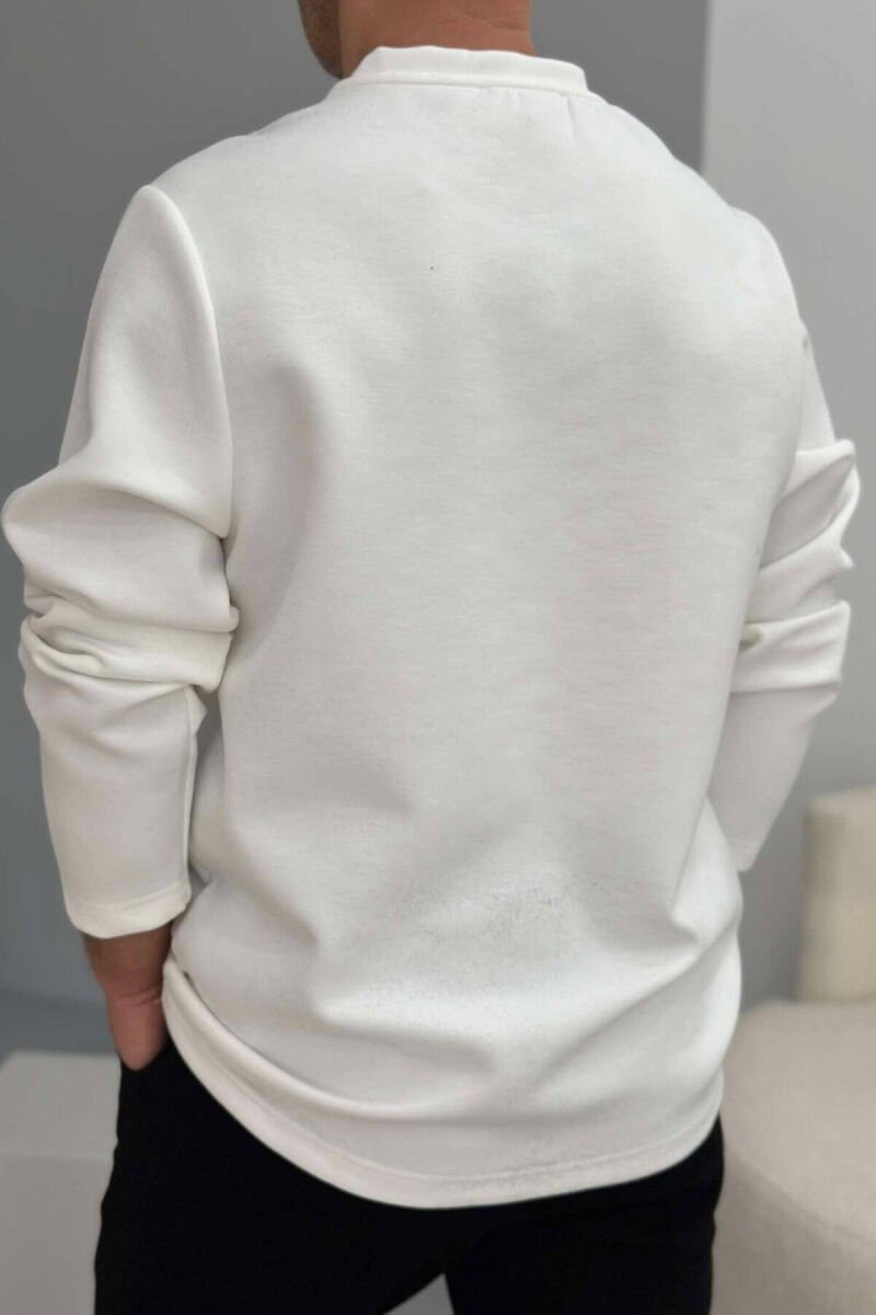 ONE COLOR ROUND NECK MEN SWEATSHIRT CREAM/KREM - 4