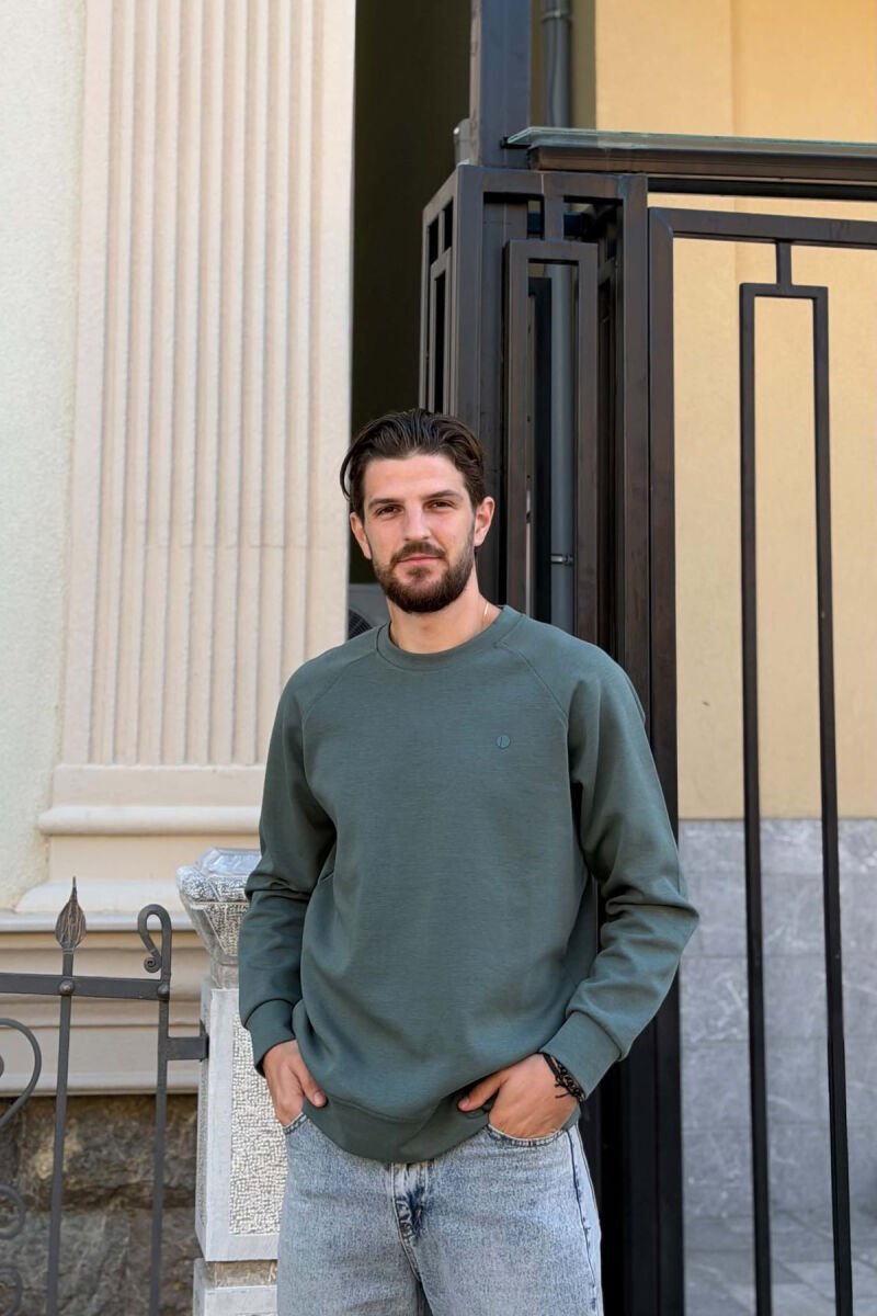 ONE COLOR ROUND NECK MEN SWEATSHIRT GREEN/JESHILE - 4