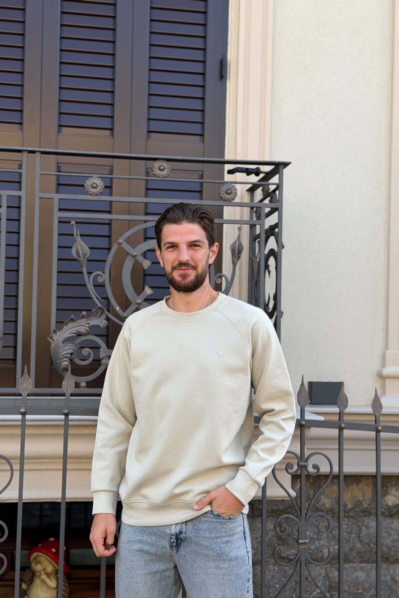 ONE COLOR ROUND NECK MEN SWEATSHIRT LIGHT MINT - 1