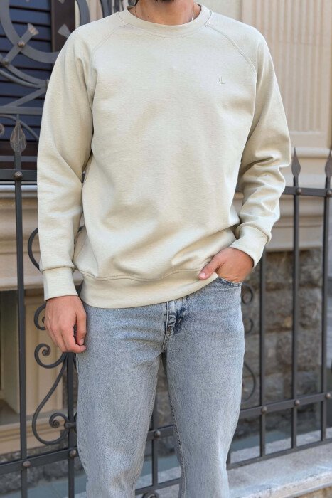 ONE COLOR ROUND NECK MEN SWEATSHIRT LIGHT MINT - 4