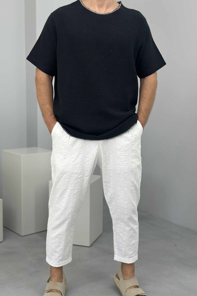 ONE COLOR ROUND NECK MEN T-SHIRT BLACK/ E ZEZE - 1