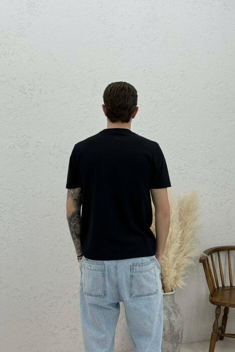 ONE COLOR ROUND NECK MEN T-SHIRT BLACK/ E ZEZE - 3