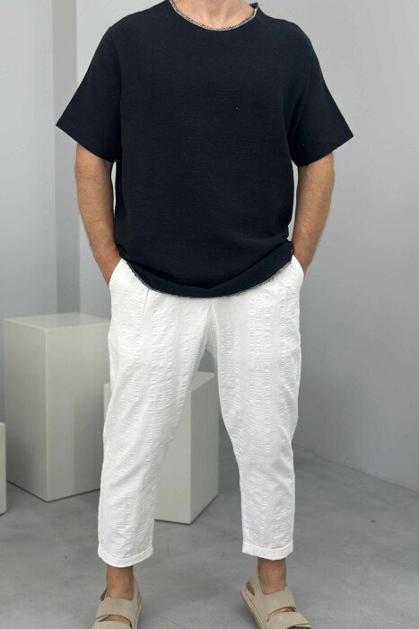 ONE COLOR ROUND NECK MEN T-SHIRT BLACK/ E ZEZE - KLAUDIO FASHION