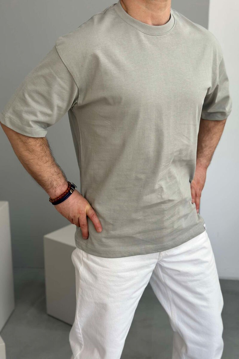 ONE COLOR ROUND NECK MEN T-SHIRT GREY/GRI - 1