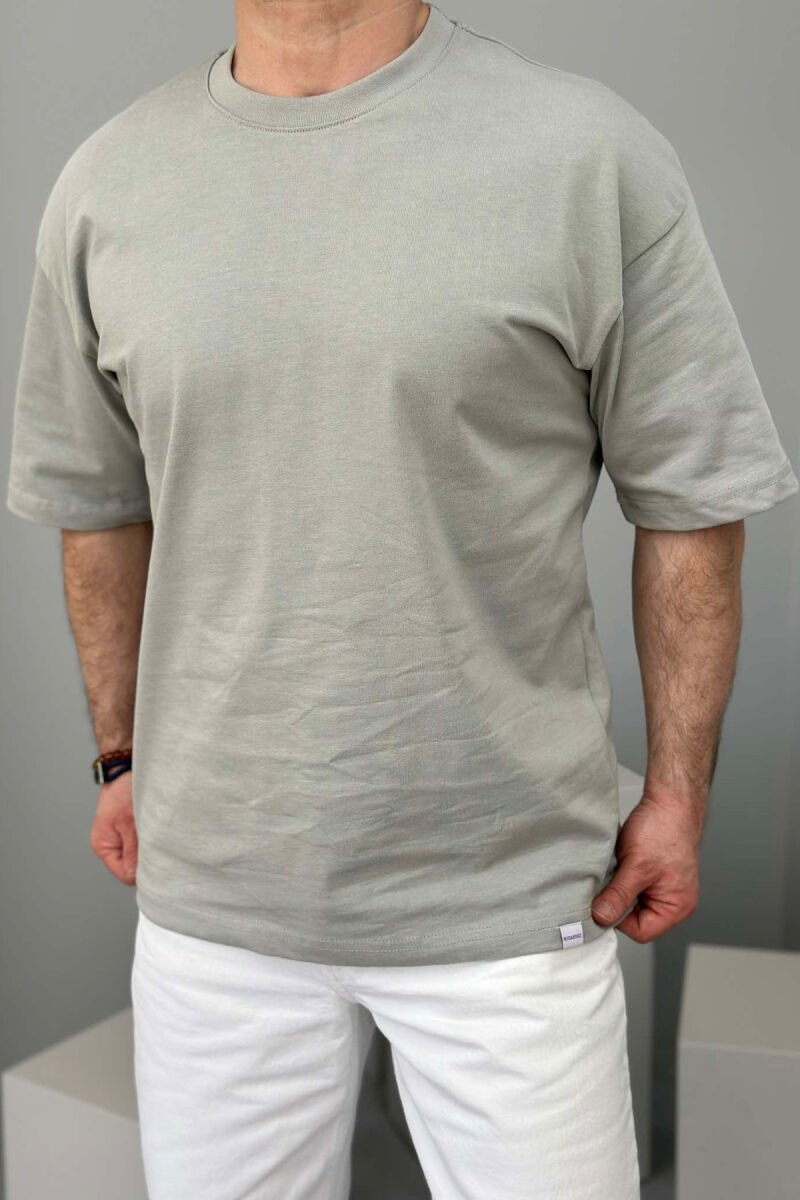 ONE COLOR ROUND NECK MEN T-SHIRT GREY/GRI - 4