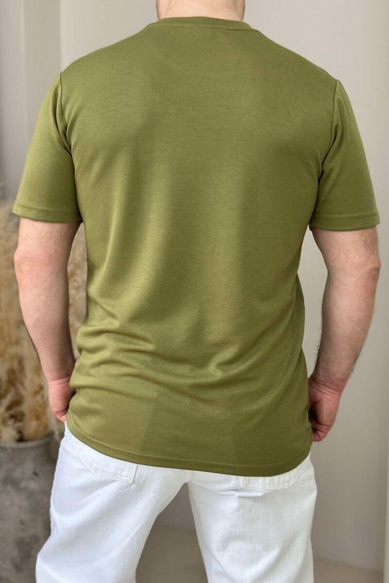 ONE COLOR ROUND NECK MEN T-SHIRT OLIVE/ULLI - 3