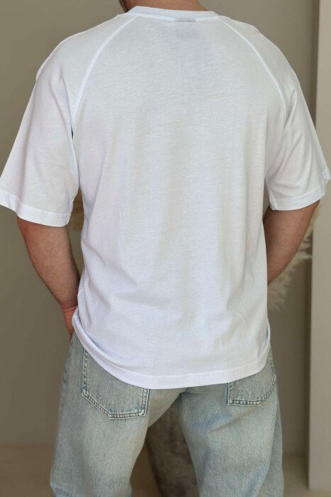 ONE COLOR ROUND NECK MEN T-SHIRT WHITE-E BARDHE - 3