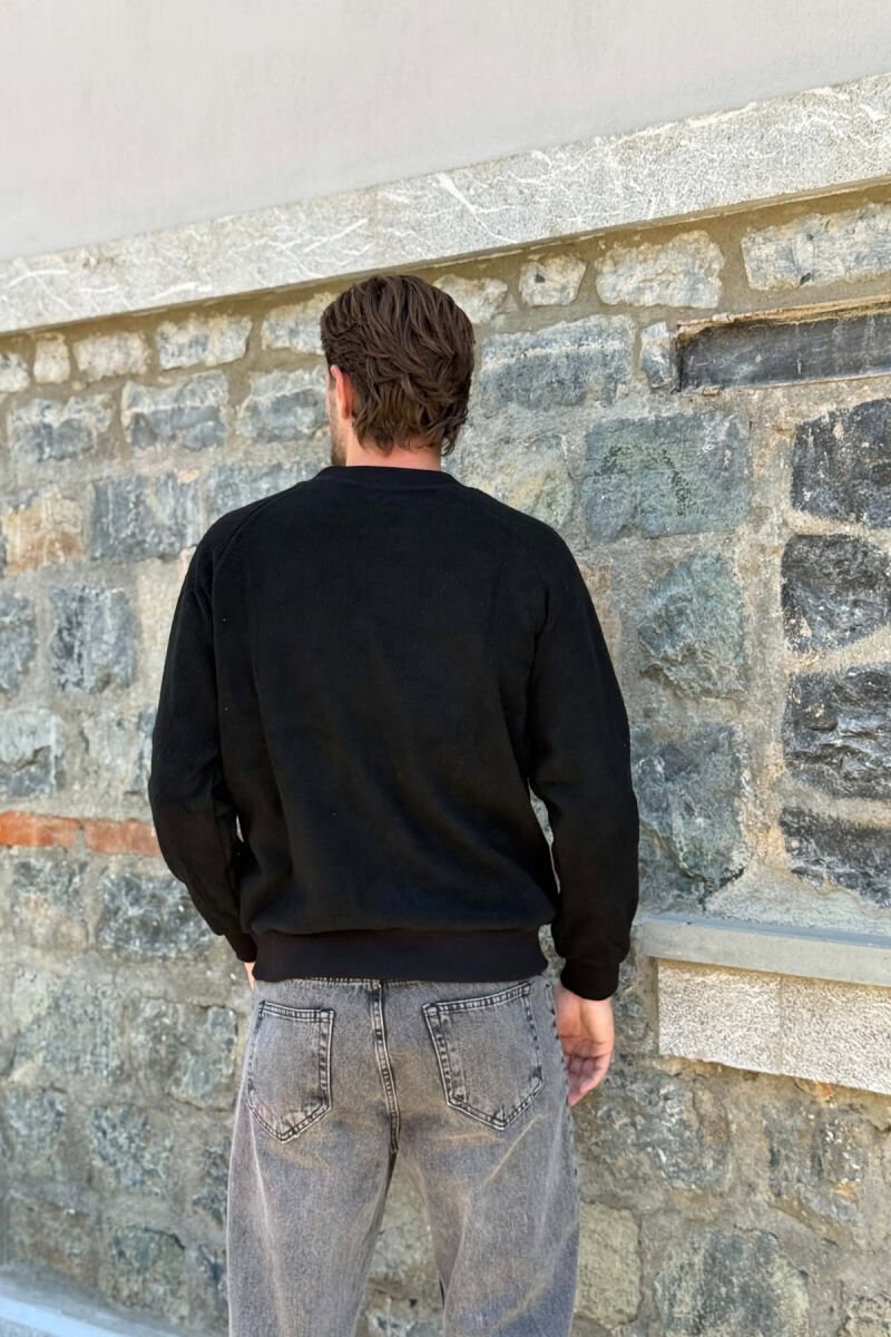 ONE COLOR ROUND NECK POLAR MEN SWEATSHIRT BLACK/ E ZEZE - 3