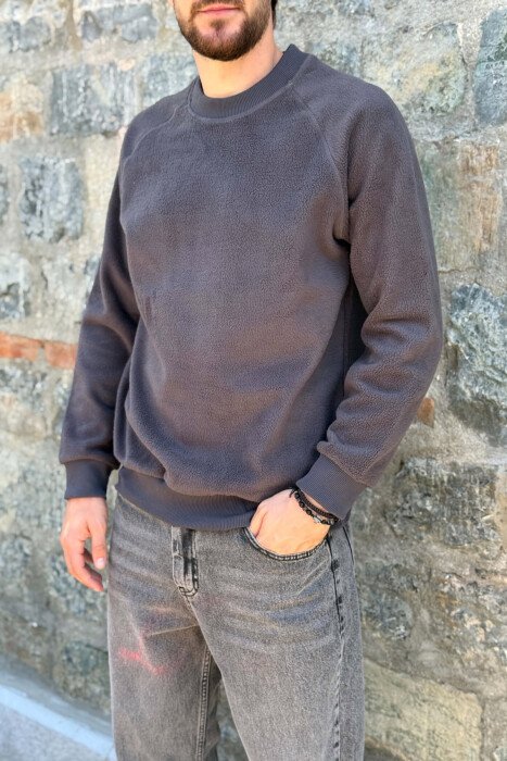 ONE COLOR ROUND NECK POLAR MEN SWEATSHIRT DARK GREY/GEE - 2