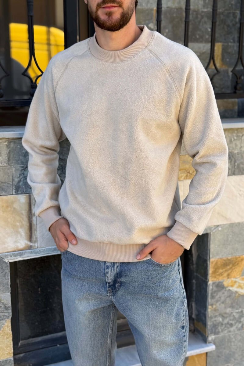 ONE COLOR ROUND NECK POLAR MEN SWEATSHIRT WHITE-E BARDHE - 7