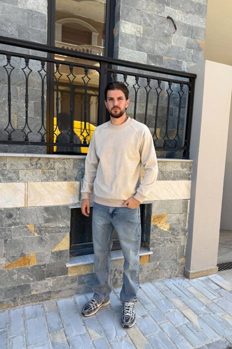 ONE COLOR ROUND NECK POLAR MEN SWEATSHIRT WHITE-E BARDHE - 8