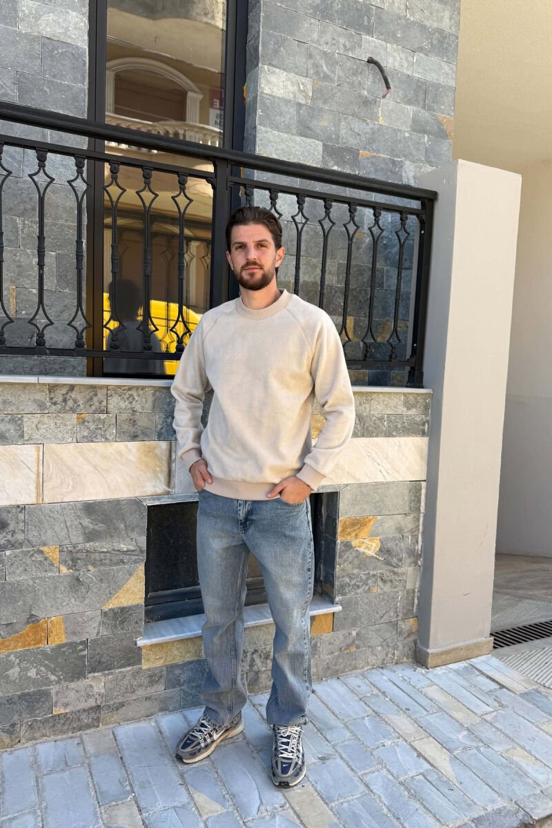 ONE COLOR ROUND NECK POLAR MEN SWEATSHIRT WHITE-E BARDHE - 9