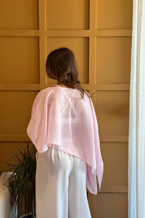 ONE COLOR ROUND NECK TULLE WOMAN SHIRT PINK/ROZE - 7