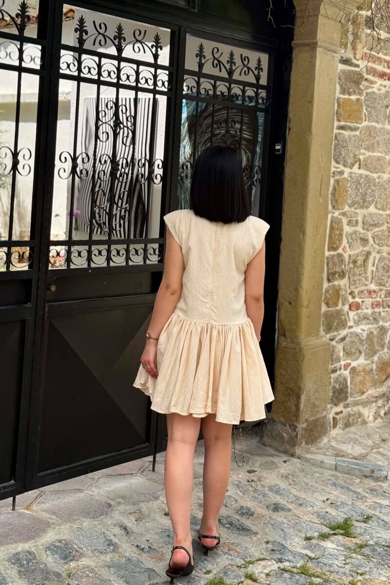 ONE COLOR ROUND NECK WOMAN DRESS BEIGE/BEZHE - 5