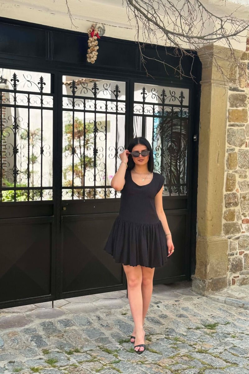 ONE COLOR ROUND NECK WOMAN DRESS BLACK/ E ZEZE - 2