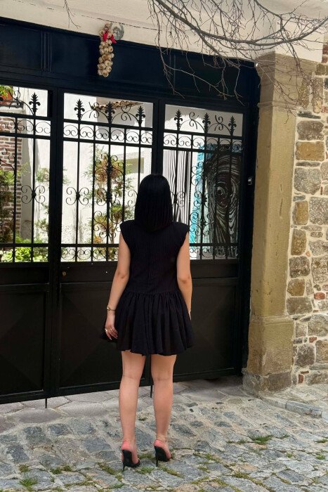 ONE COLOR ROUND NECK WOMAN DRESS BLACK/ E ZEZE - 4