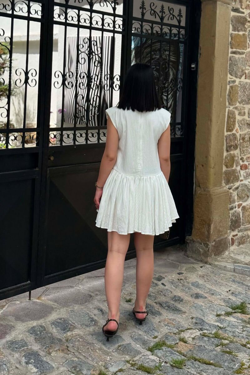 ONE COLOR ROUND NECK WOMAN DRESS WHITE-E BARDHE - 2