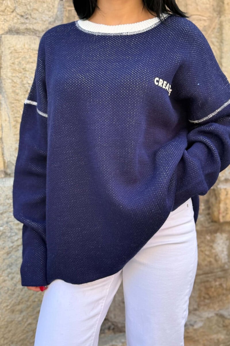 ONE COLOR ROUND NECK WOMAN SWEATER BLUE/BLU - 2
