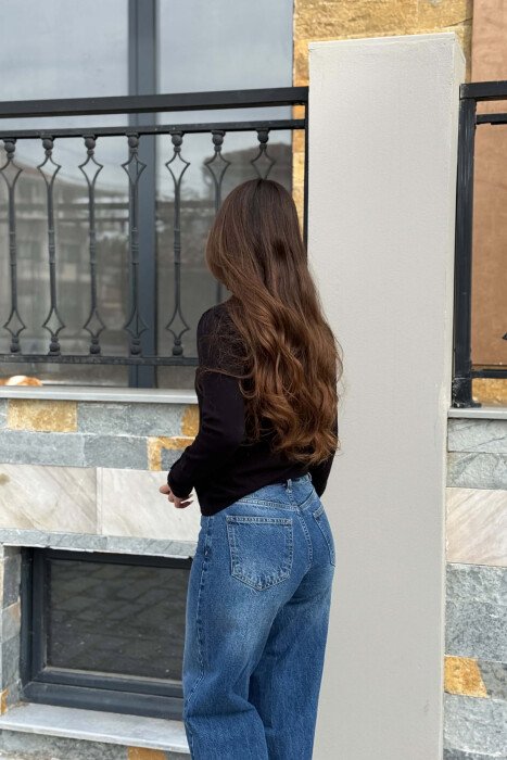 ONE COLOR ROUND NECK WOMAN SWEATSHIRT BLACK/ E ZEZE - 5