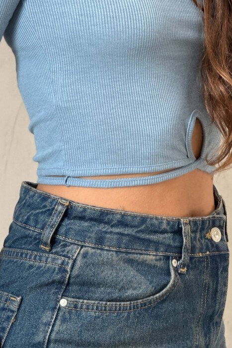 ONE COLOR ROUND NECK WOMAN SWEATSHIRT BLUE/BLU - 4