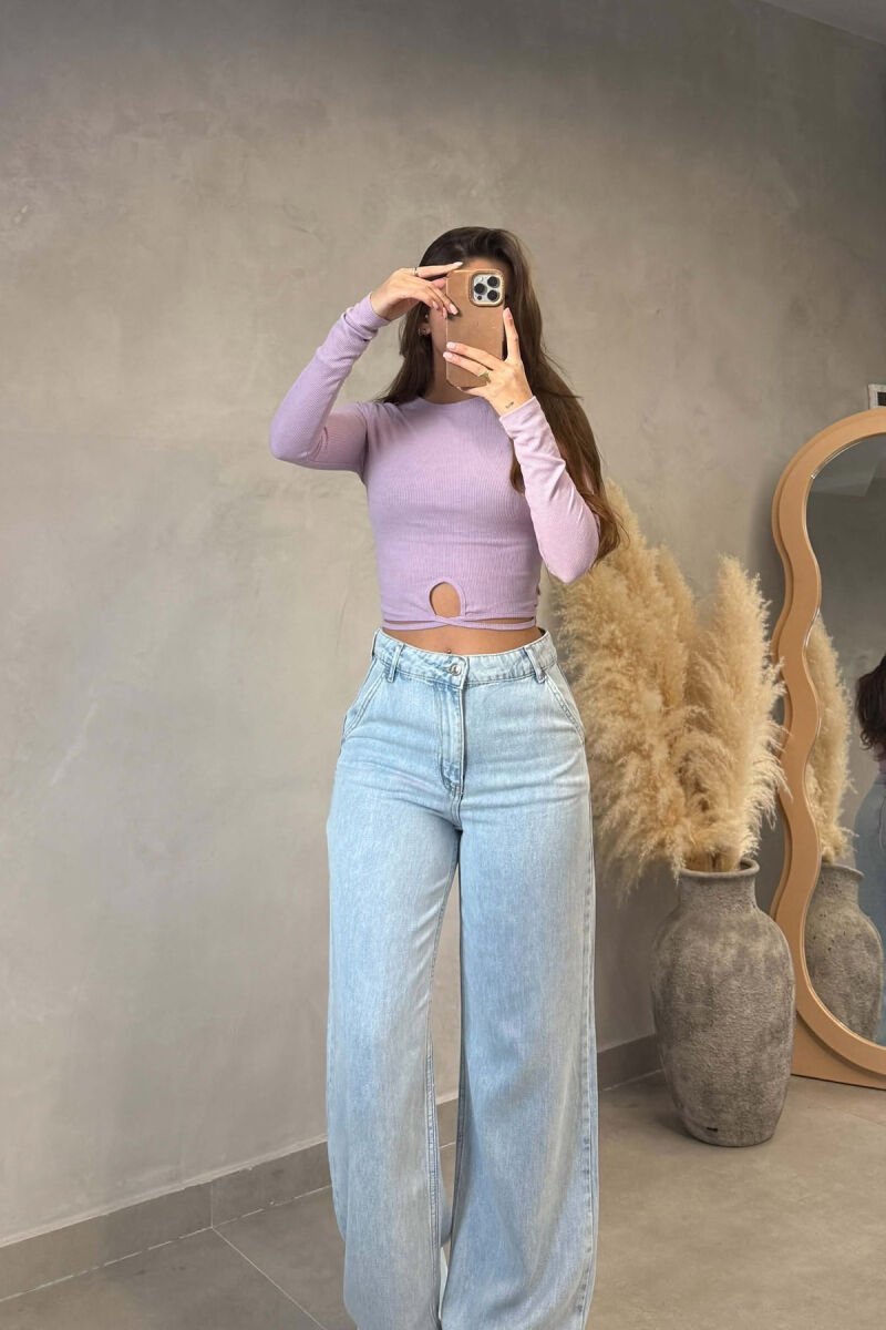 ONE COLOR ROUND NECK WOMAN SWEATSHIRT PURPLE/LEJLA - 2