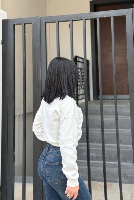 ONE COLOR ROUND NECK WOMAN SWEATSHIRT WHITE-E BARDHE - 2