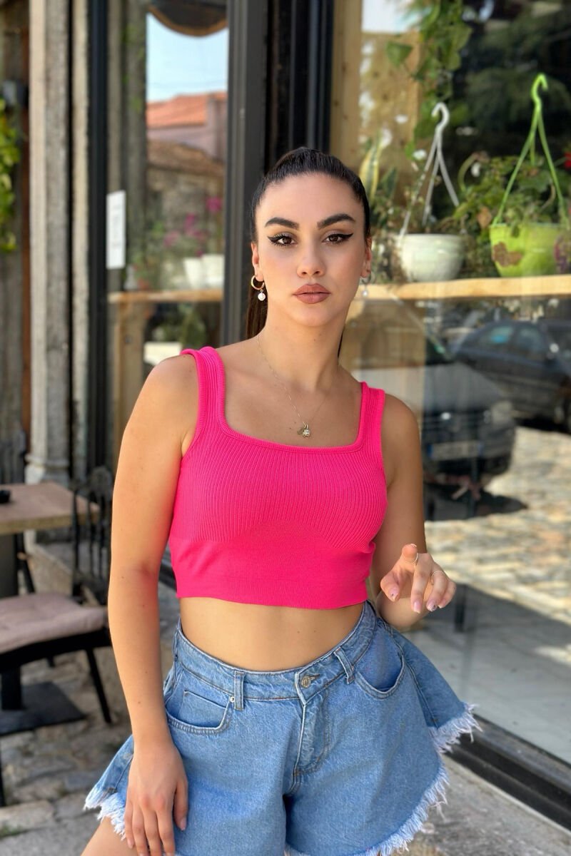 ONE COLOR ROUND NECK WOMAN TOP FUCHSIA/CIKLAMI - 1