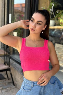 ONE COLOR ROUND NECK WOMAN TOP FUCHSIA/CIKLAMI - 3