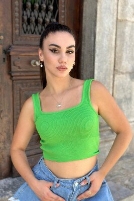 ONE COLOR ROUND NECK WOMAN TOP LIGHT GREEN/JEZB - 1