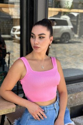 ONE COLOR ROUND NECK WOMAN TOP PINK/ROZE 