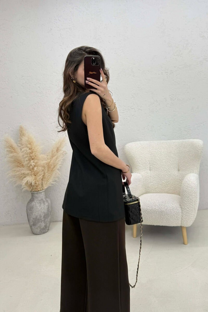 ONE COLOR ROUND NECK WOMAN VEST BLACK/ E ZEZE - 2