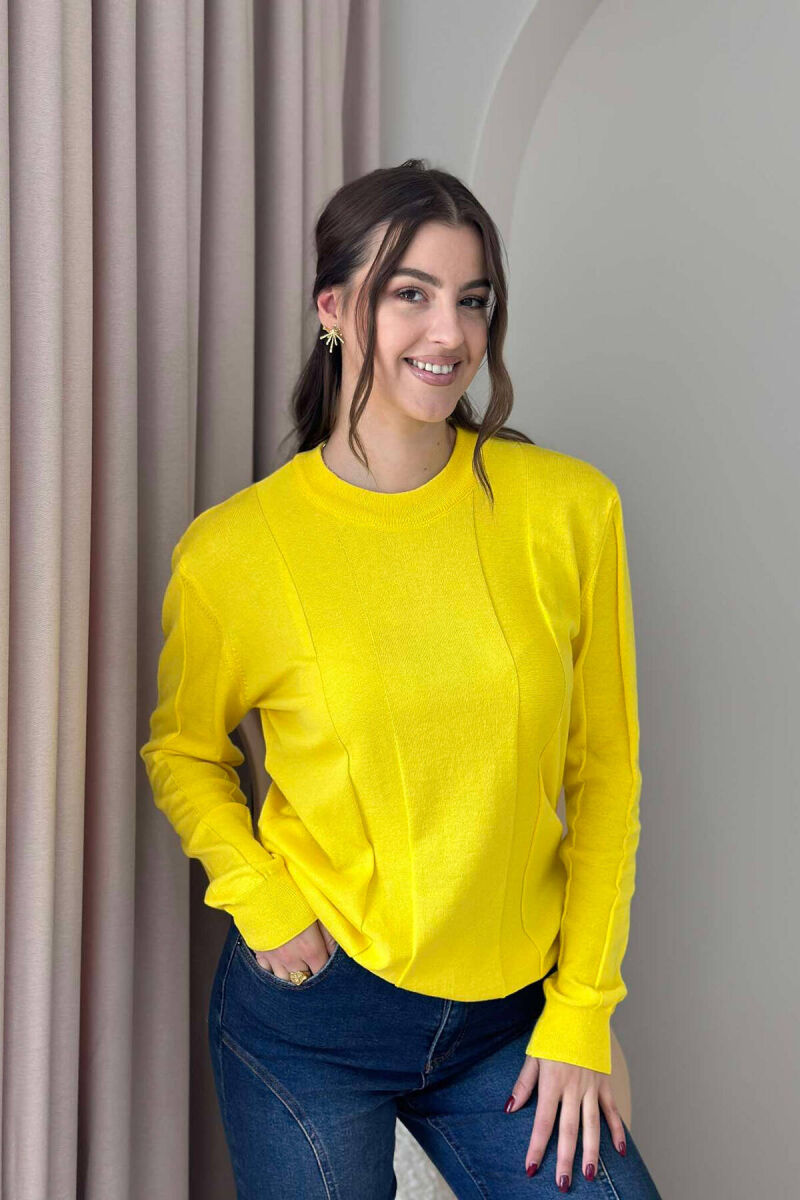 ONE COLOR ROUND NECK WOMEN SWEATER YELLOW/E VERDHE - 1