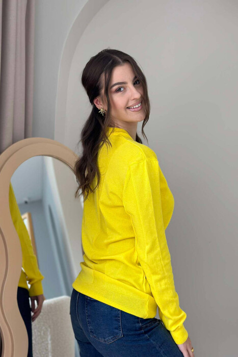 ONE COLOR ROUND NECK WOMEN SWEATER YELLOW/E VERDHE - 2