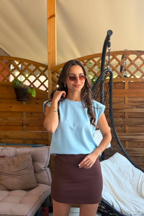ONE COLOR ROUND NECK WOMEN TANK TOP LIGHTBLUE/BZ - KLAUDIO FASHION