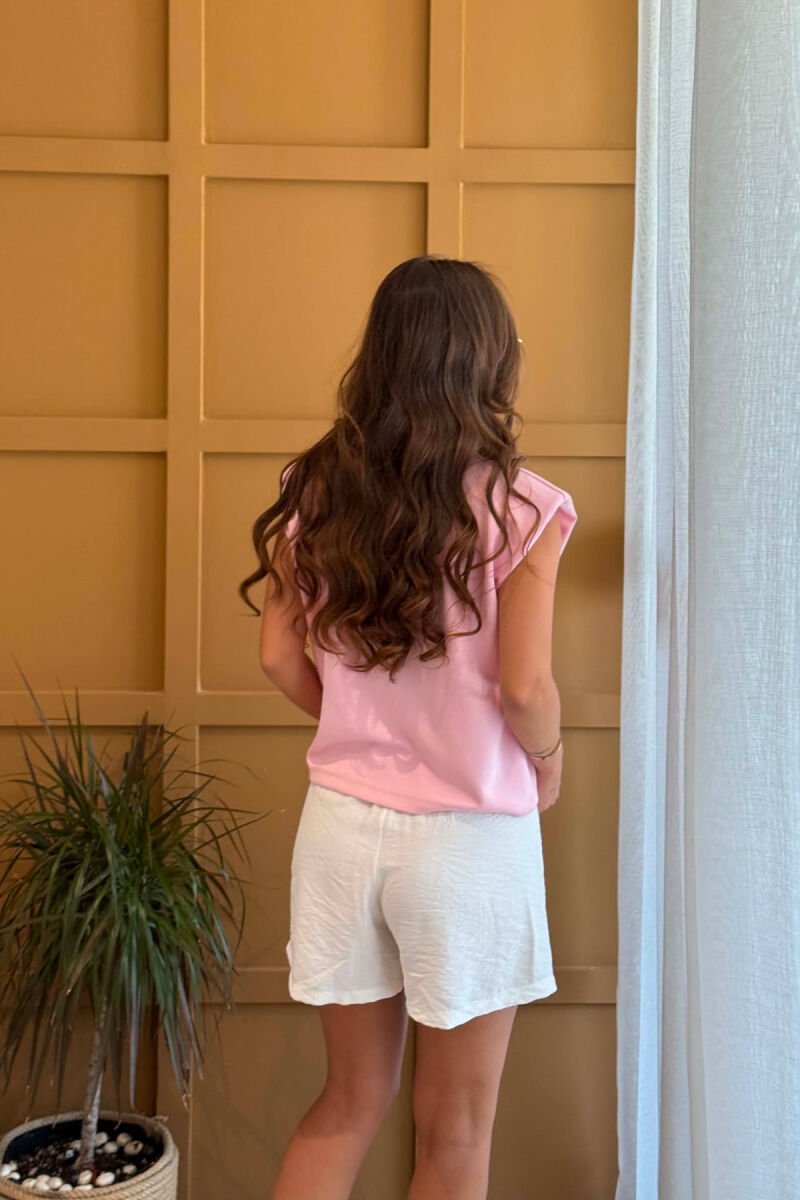 ONE COLOR ROUND NECK WOMEN TANK TOP PINK/ROZE - 5