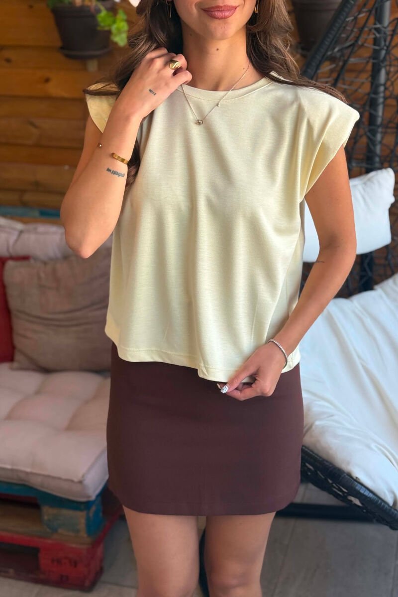 ONE COLOR ROUND NECK WOMEN TANK TOP YELLOW/E VERDHE - 3
