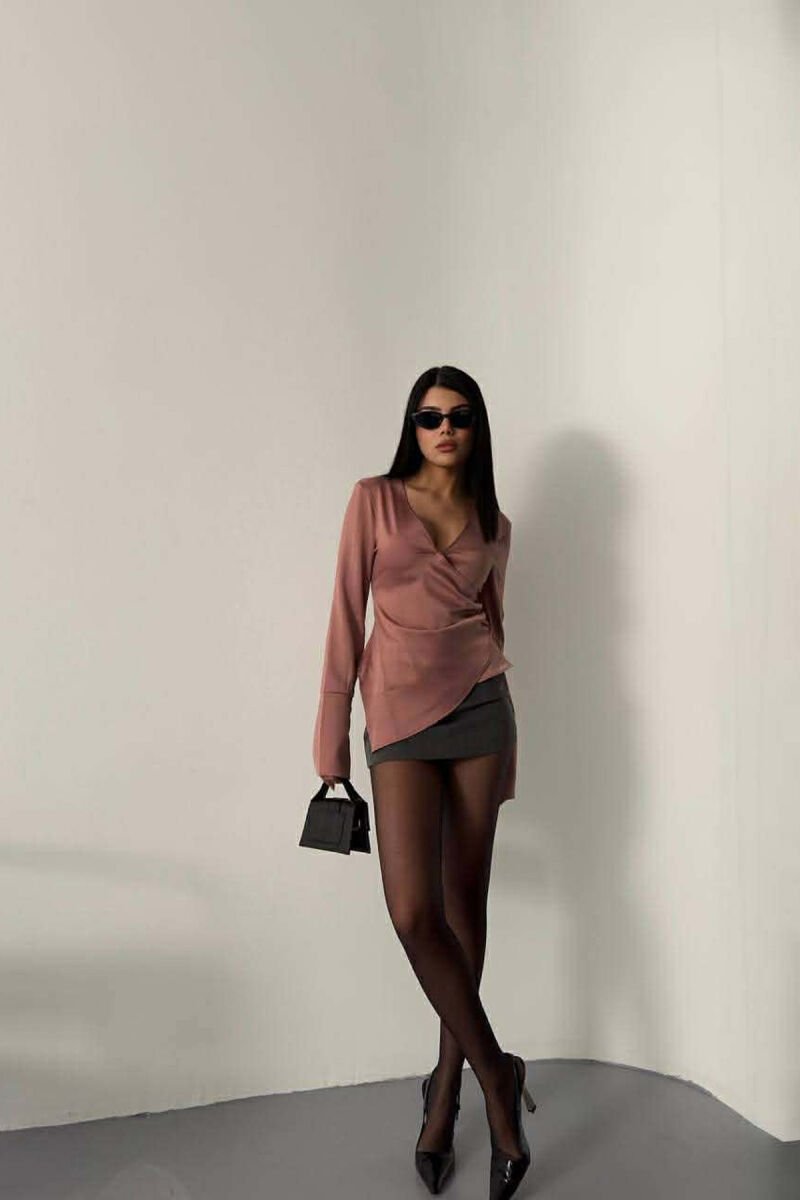 ONE COLOR SATIN WOMEN SHIRT VINEGAR/UTHULL - 3