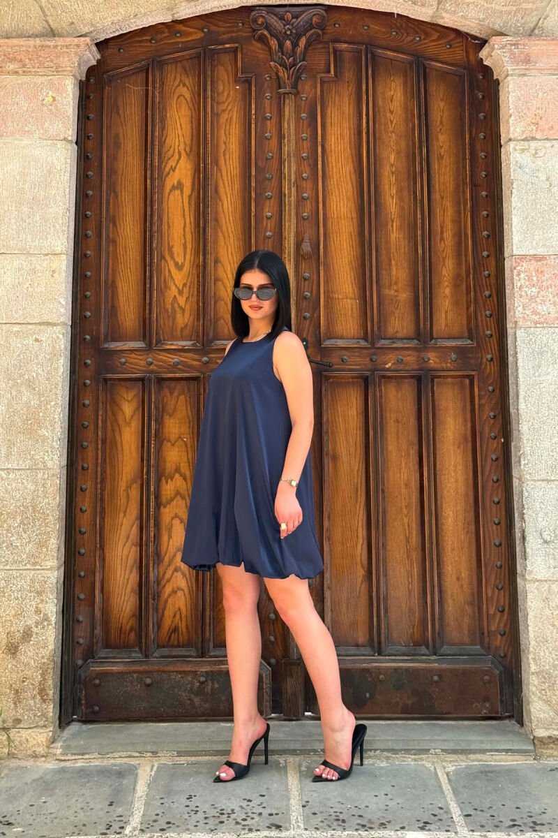 ONE COLOR SATIN WOMAN DRESS BLUE/BLU - 3